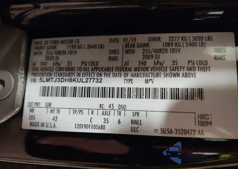 2019 Lincoln Mkc Reserve z USA, uszkodzony, nr VIN 5LMTJ3DH8KUL27732